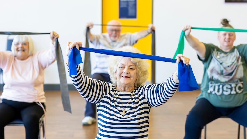 Older people working out at an exercise class