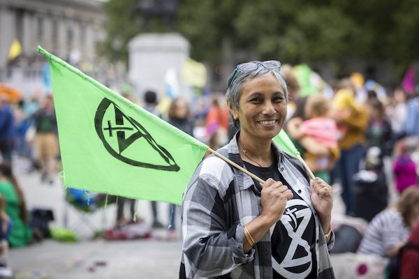 woman at a climate change protest